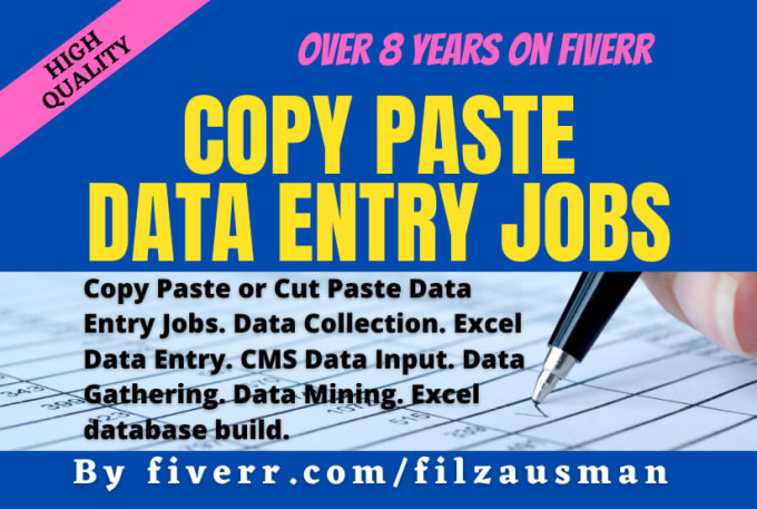complete any type of copy paste or cut paste data entry jobs
