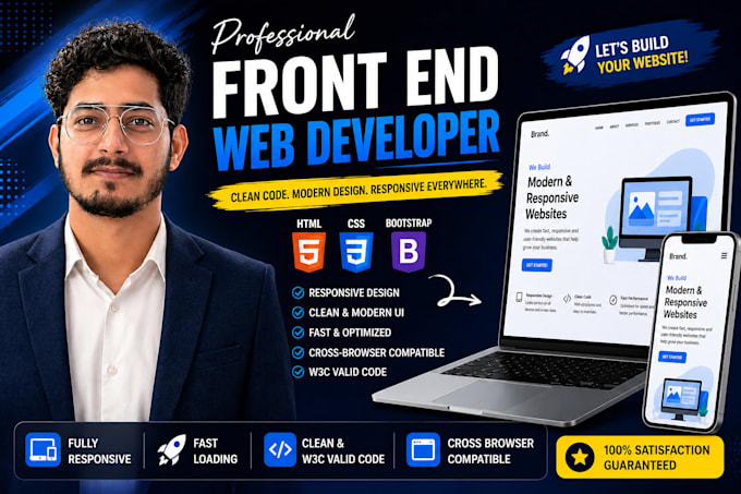 be your front end web developer html css bootstrap coder