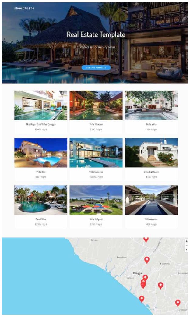 build a real estate website that you can manage via google sheets