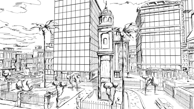do digital architectural sketch and illustration as you want