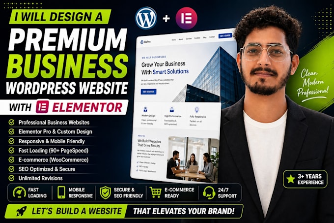 design a premium business wordpress website with elementor