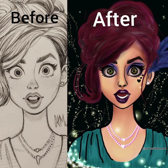 Turn your pencil art into digital art in 3 hours by Memoona2424 Fiverr