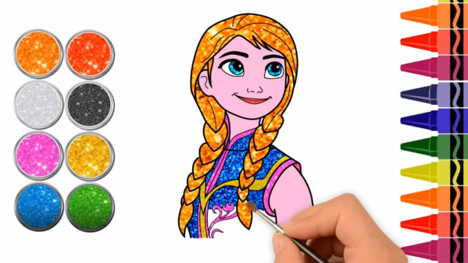 Make 2 glitter coloring videos for youtube kids, nursery by ...