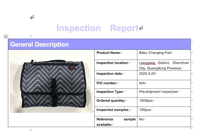do pre shipping inspection and offer report
