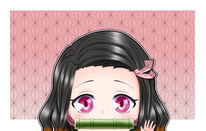 draw cute headshot anime chibi with simple background