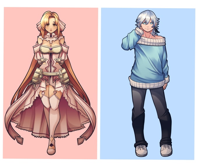 Draw a full body of your character in anime style by Lazybuns | Fiverr