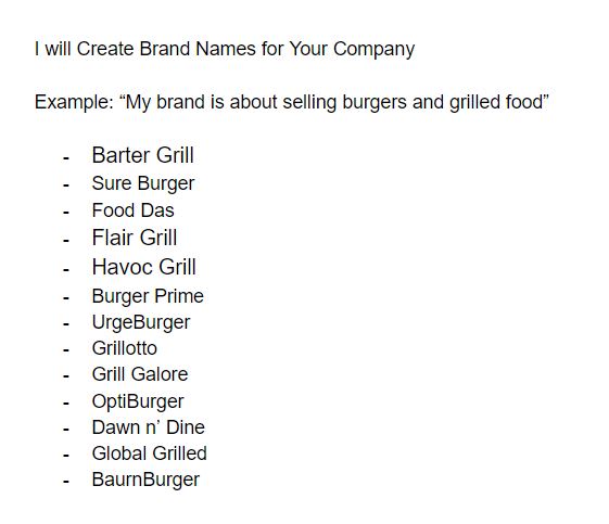 Create a list of catchy brand names or youtube channel names by
