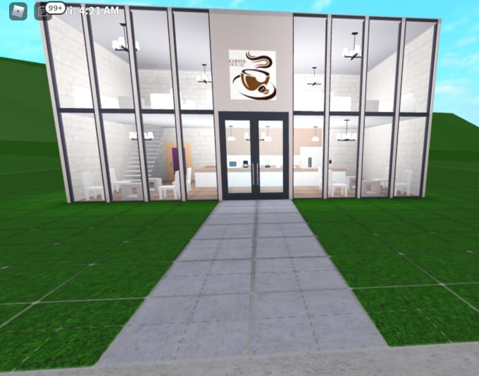 Build you a modern cafe in roblox bloxburg by Suger_sparles Fiverr
