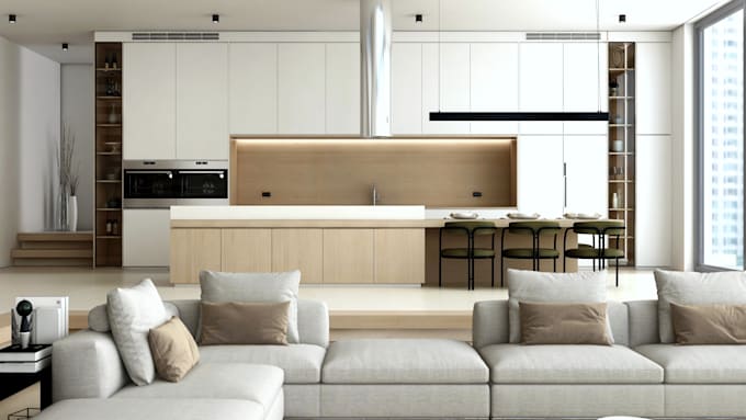 do modern interior design and architectural 3d rendering