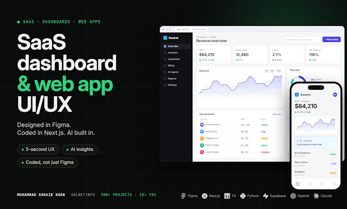 design and code an ai powered saas dashboard UI UX