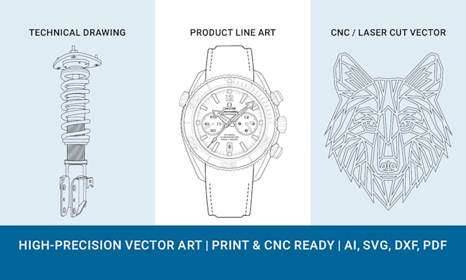 create a clean vector line art illustration for a product, patent, or cnc