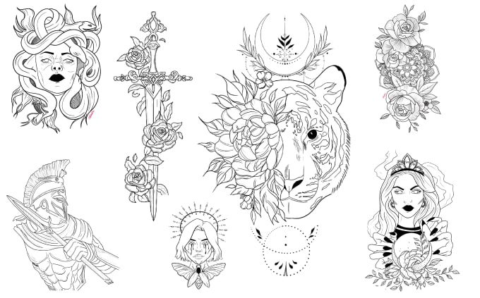 Draw a custom tattoo design in my style by Tiveart