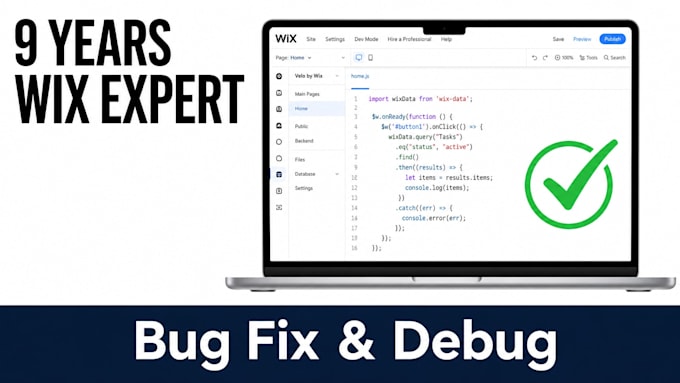 analyze and fix any bug or error on your wix website