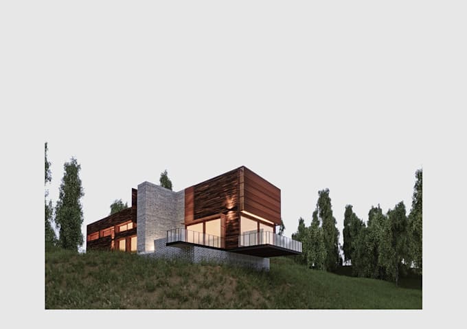 create minimal architectural model and realistic render