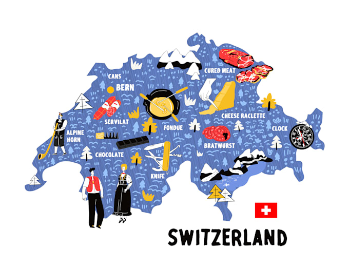 make flat, linear, modern hand drawn map vector illustration