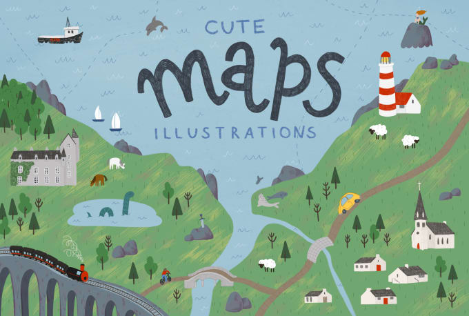 Hire a freelancer to create cute detailed 2d map illustration for you