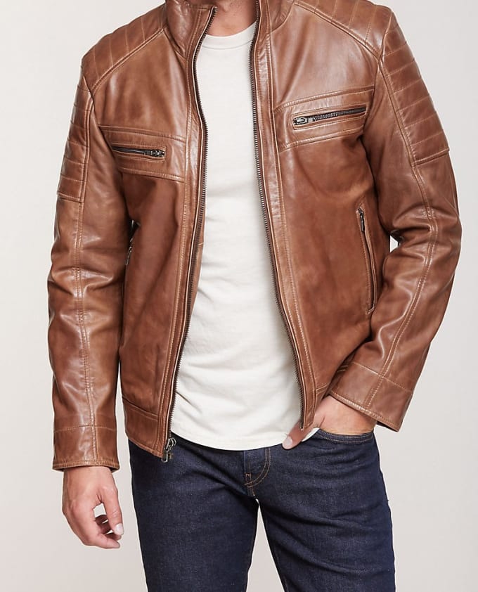Udo waxed lambskin leather moto jacket store