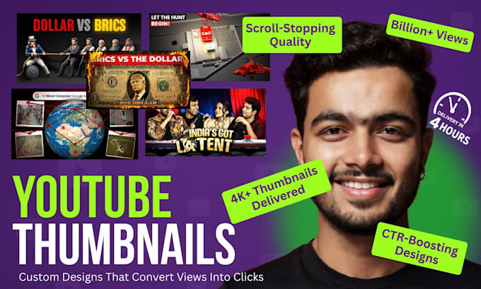 make professional youtube thumbnail design in 4 hours