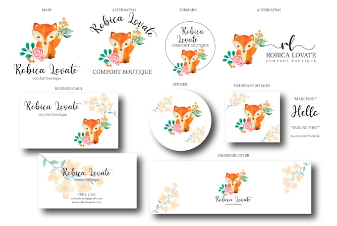 Create watercolor feminine signature logo with branding kit by Lubna ...