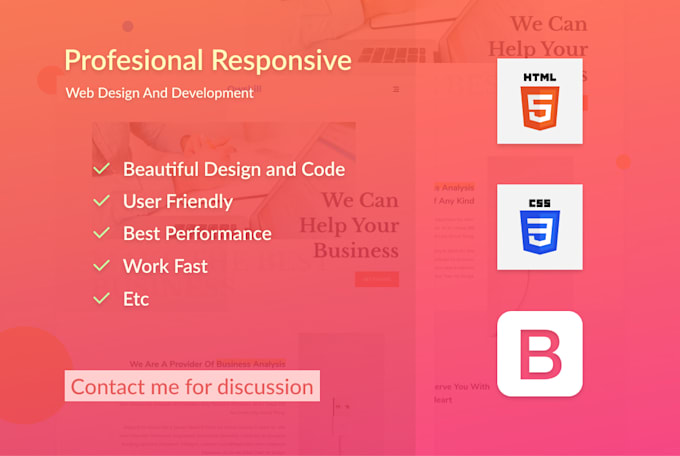 Develop any front end quickly using html, css, bootstrap, js by ...