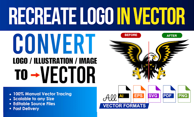 recreate your logo in vector, redraw and convert image to vector