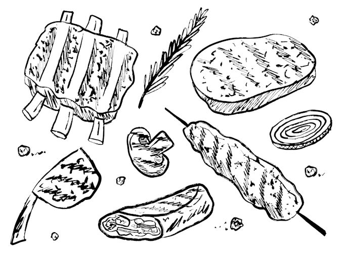 draw vintage line art, logo design, vector icon botanical food illustration