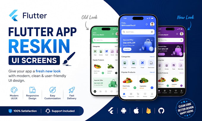 do flutter app reskin or change UI