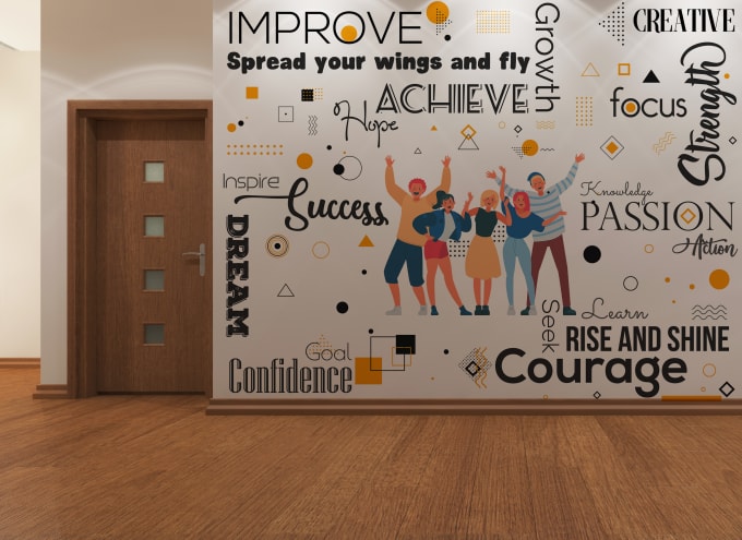 Design wall mural, office wall art, doodles or wallpaper by Shey_koli | Fiverr