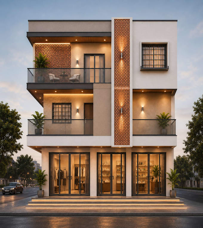 design house exterior and 3d render
