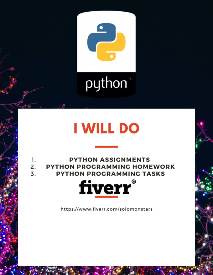 Do your python programming assignments by Solomonstars | Fiverr