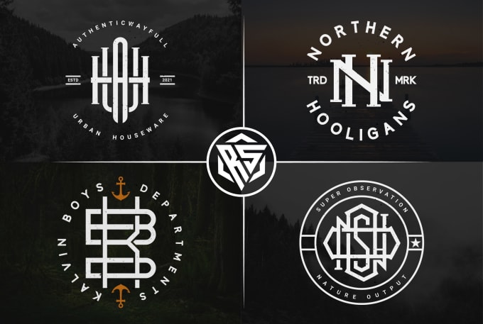 do badge clothing line initial letters monogram minimal initial text letter logo