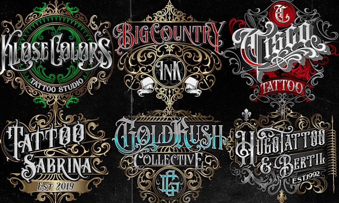 do retro vintage logo design, tattoo barbershop lettering