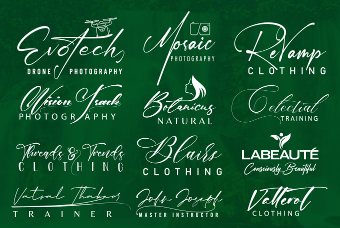 Eseguire il design del logo scritto a mano, del carattere, del corsivo, del  marchio denominativo e della firma personalizzata