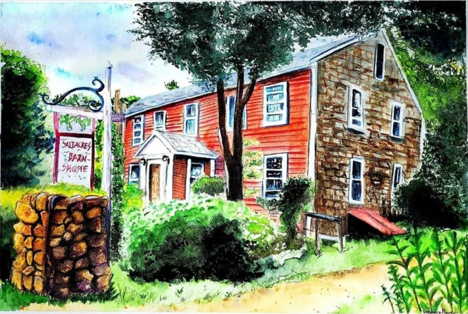 create a handmade watercolor house painting for you