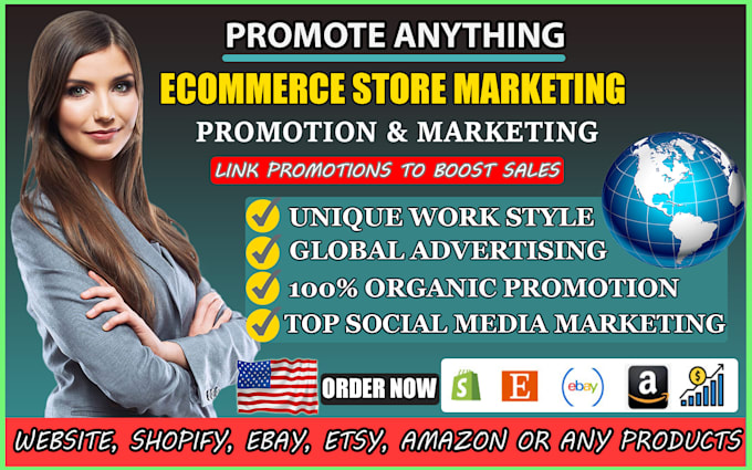 promote and market your website, shopify, ebay, etsy, amazon or any link