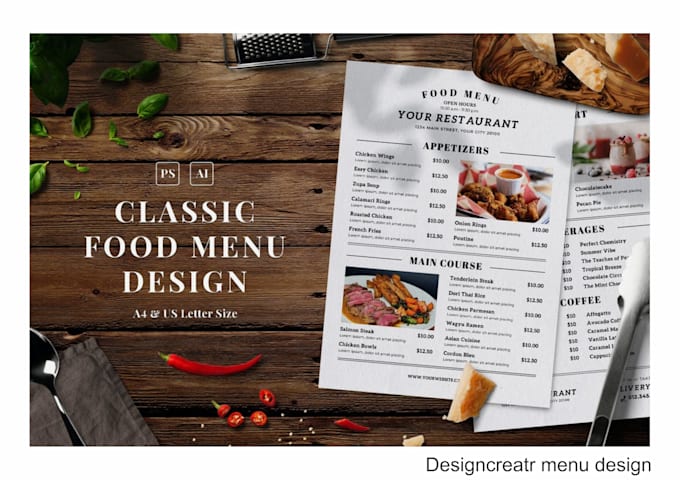 professionally design restaurant menu and food menu