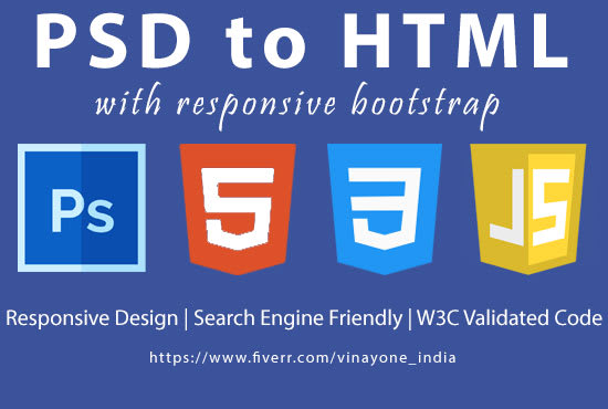 Convert psd to html, xd to html, figma to html using css bootstrap ...