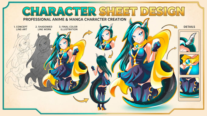 design a custom character reference sheet for your oc