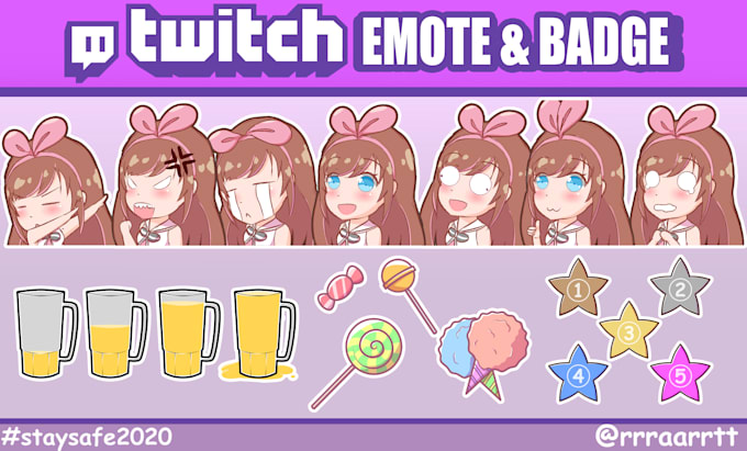create twitch emotes , stiker and badge for you in 24 hours