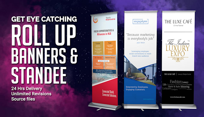 design creative backdrop, pull up roller banner and retractable banner