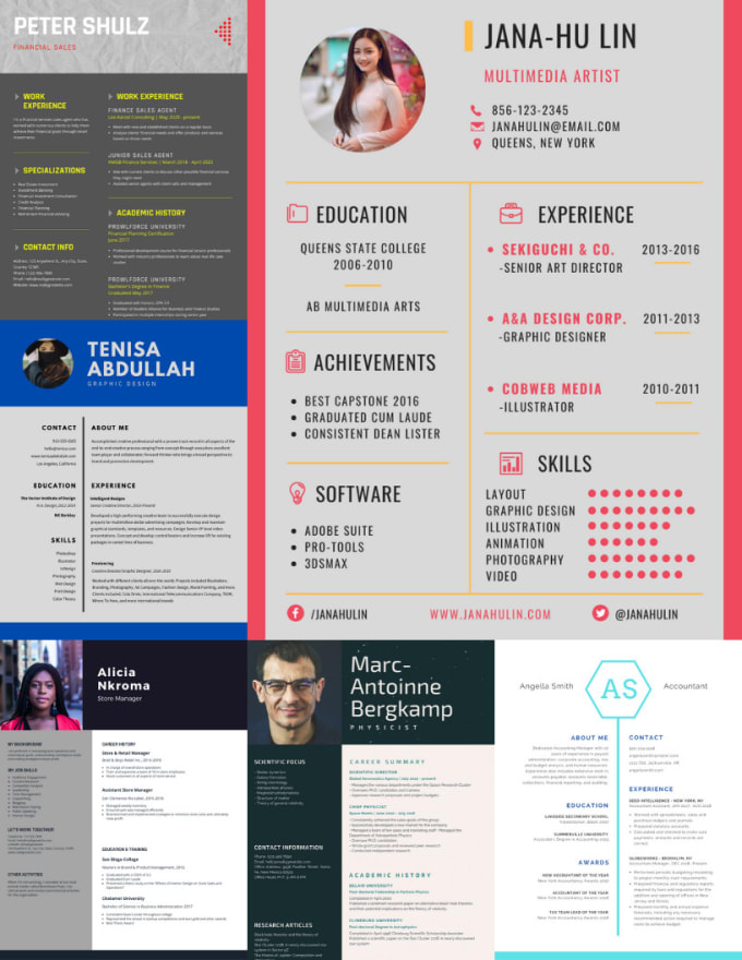 Create unique and professional resume templates by Gilesgreatness | Fiverr