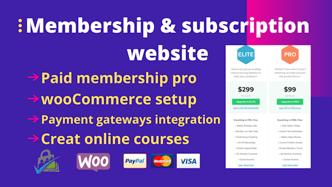 develop a wordpress membership and subscription website