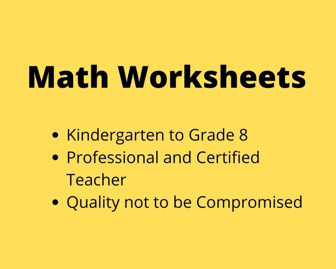 create math worksheet from kindergarten to grade 8 student