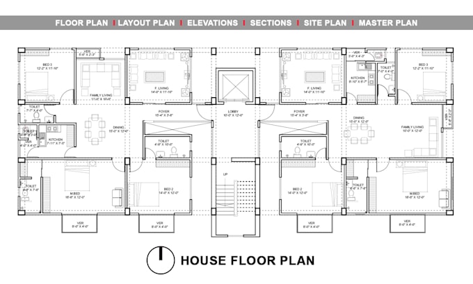 do architectural floor plan, elevations, sections in autocad