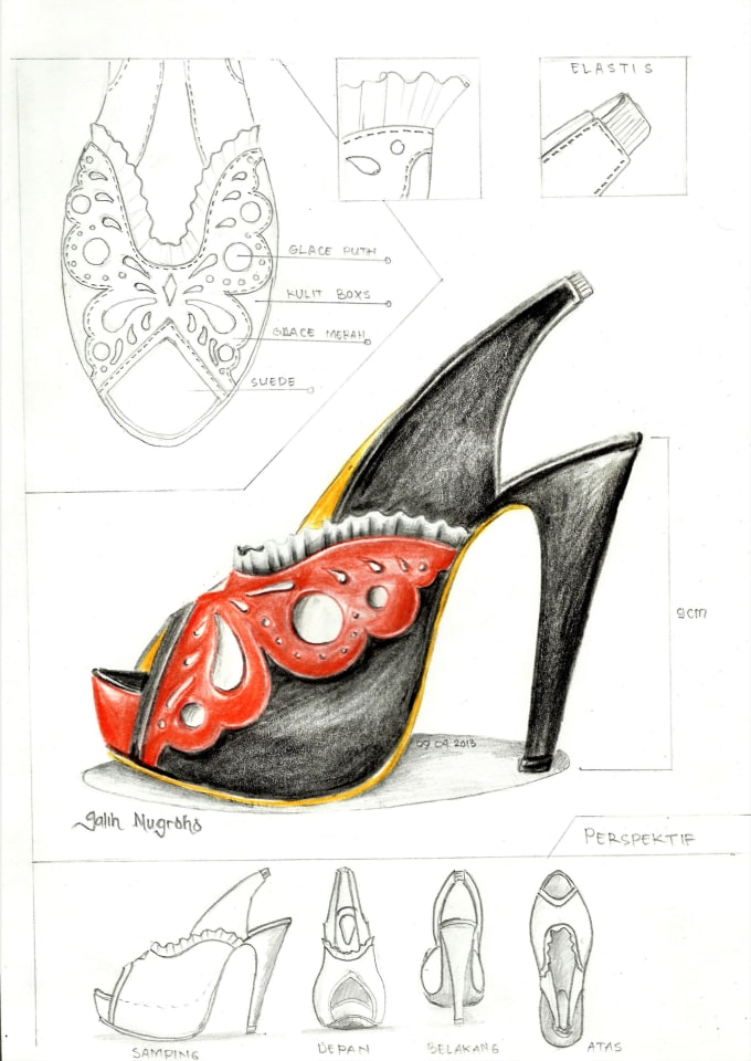 Create for you a design of shoes sketches by Ganudesign | Fiverr