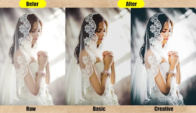 do creative wedding photo editing and color correction
