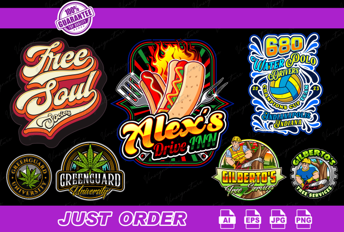 create retro modern, vintage,badge logo design