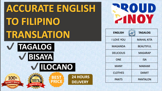 Do accurate english to tagalog or filipino translation by