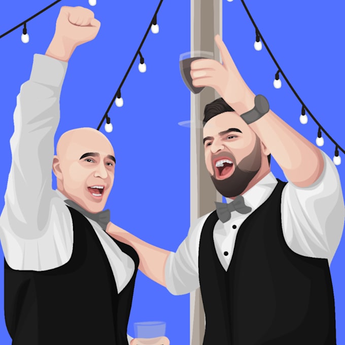 draw couple vector portrait from your photo in 24 hours