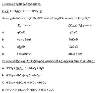 give 40 sinhala chemistry mcqs